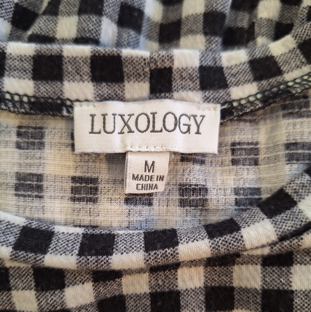 Luxology Black and White Gingham Babydoll Dress Medium - Picture 3 of 4